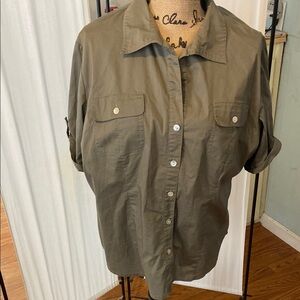 Chico's Olive Green Button-Up Blouse